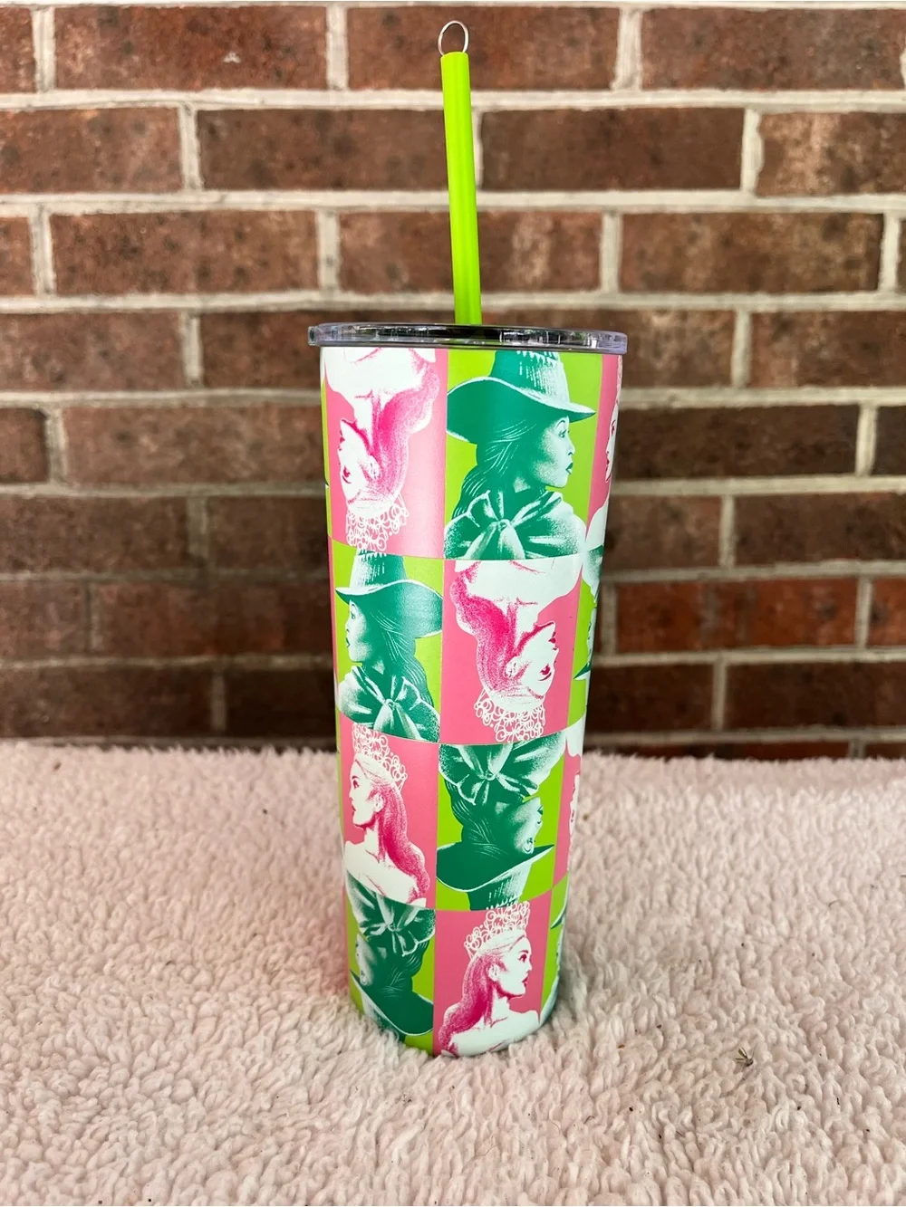 Wicked Pink Green Good Evil Checkered Tumbler New Unused With Papers